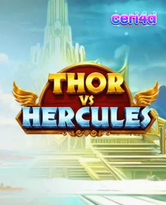 Visual pertempuran epik antara Thor dan Hercules dalam slot bertema mitologi.